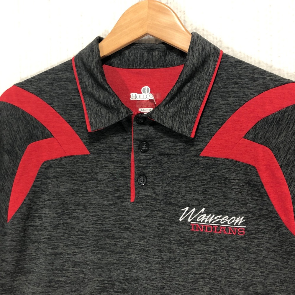 Holloway Wauseon Indians Adult M Mens Golf Polo Shirt Short Sleeve Dark Gray Red